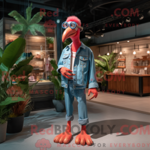Rød Flamingo maskot kostume...