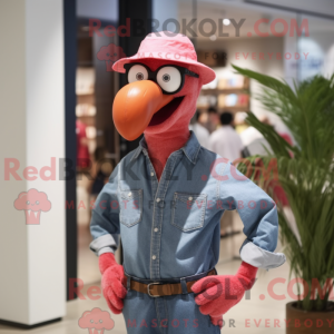 Rød Flamingo maskot kostume...