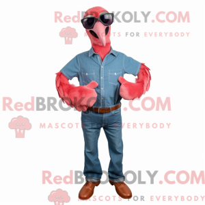 Rød Flamingo maskot kostume...