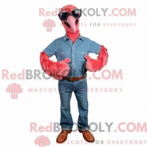 Rød Flamingo-maskotkostyme...