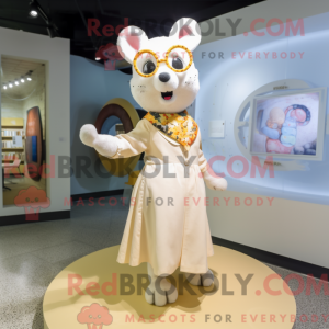 Cream Ermine mascot costume...
