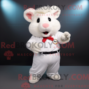 Hvit hamster maskot drakt...