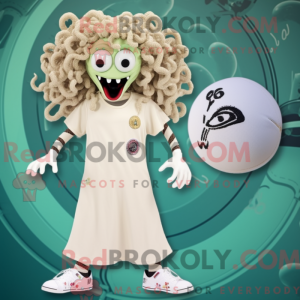 Cream Medusa mascot costume...