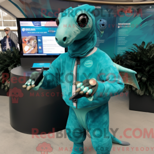 Teal Parasaurolophus mascot...