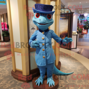 Blue Geckos mascot costume...