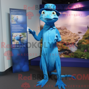 Blue Geckos mascot costume...