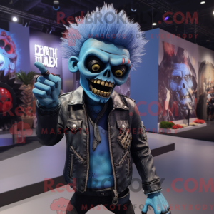Blå Zombie maskot kostume...