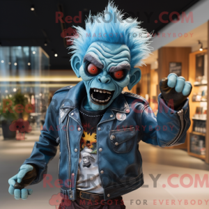 Blå Zombie maskot kostume...