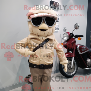 Beige Plum mascot costume...