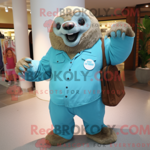 Cyan Giant Sloth maskot...