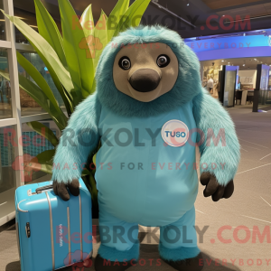 Cyan Giant Sloth mascot...