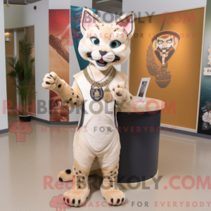 Beige Bobcat mascot costume...