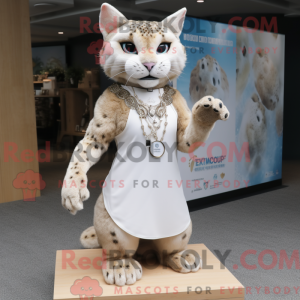 Beige Bobcat maskot kostume...