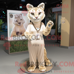 Beige Bobcat maskot kostume...