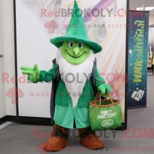 Green Wizard mascot costume...