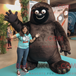 Sort Giant Sloth maskot...