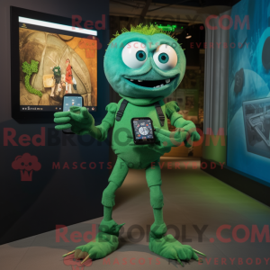 Green Spider mascot costume...