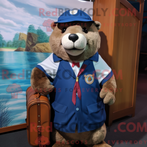 Navy Beaver maskot kostume...