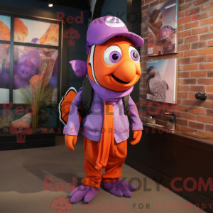 Purple Clown Fish mascot...