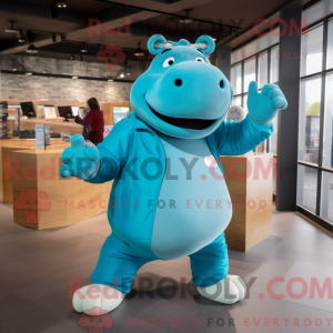 Cyan Hippopotamus mascot...