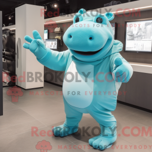 Cyan Hippopotamus mascot...