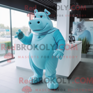 Cyan Hippopotamus maskot...
