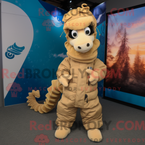 Tan Seahorse mascot costume...