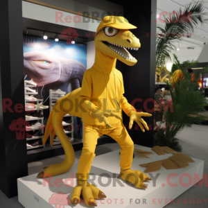 Gold Velociraptor mascot...