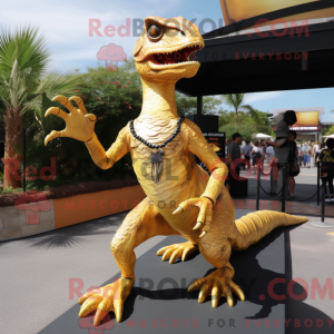 Gold Velociraptor mascot...