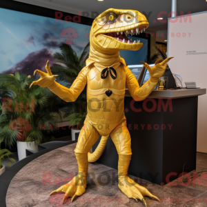 Gold Velociraptor mascot...