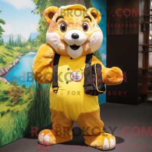 Gele Otter mascotte kostuum...