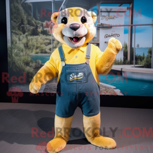 Gele Otter mascotte kostuum...