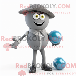 Gray Petanque Ball mascot...