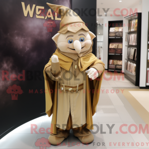 Gold Wizard maskot kostume...