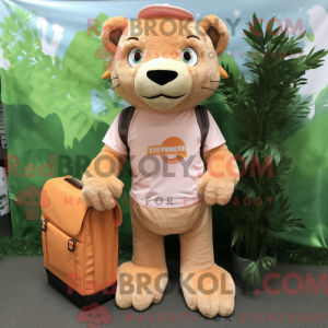 Peach Smilodon mascot...
