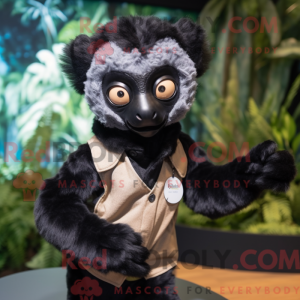 Black Lemur mascottekostuum...