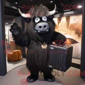 Sort Yak maskot kostume...