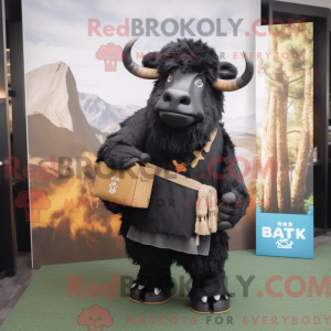 Sort Yak maskot kostume...