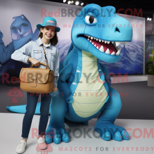 Cyan Tyrannosaurus maskot...