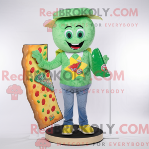 Green Pizza mascot costume...