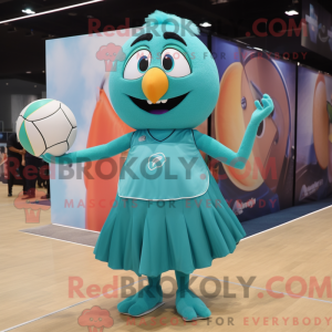 Teal Volleyball Ball mascot...