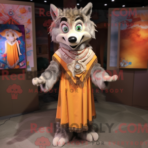 Tan Wolf maskot kostume...
