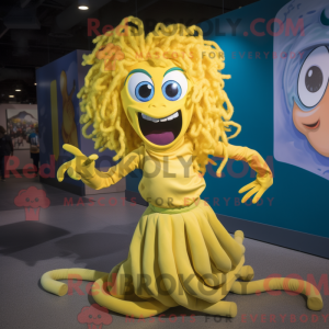 Gul Medusa maskot kostume...