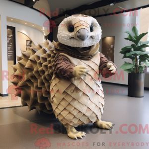 Beige Pangolin maskot...