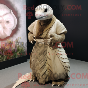 Beige Pangolin maskot...