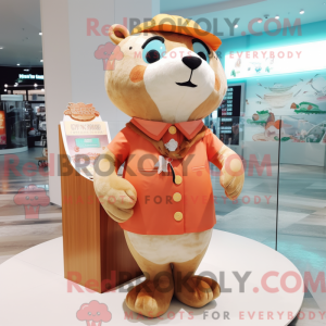 Peach Otter maskot kostume...