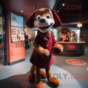 Maroon Dog mascot costume...