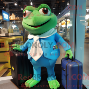 Cyan Frog-maskotdraktfigur...