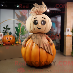 Tan Pumpkin maskot kostume...