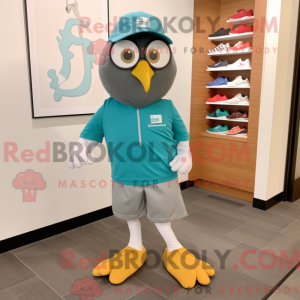 Teal Owl maskotdraktfigur...